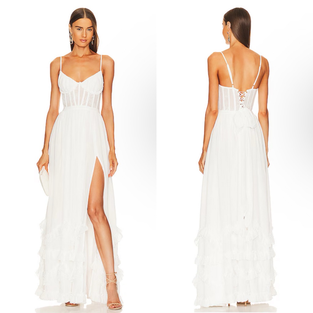 V. Chapman Carmen Gown Maxi Dress In White Size 4 New! New With Tags!